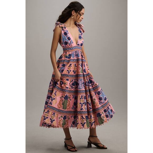 Farm Rio Seashell Tapestry Sleeveless Midi Dress - Picture 1 of 4